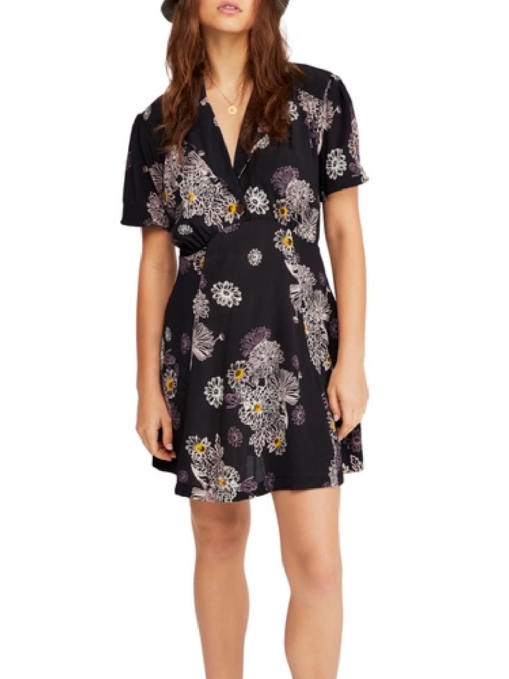 Free People Black Hawaii mini dress
